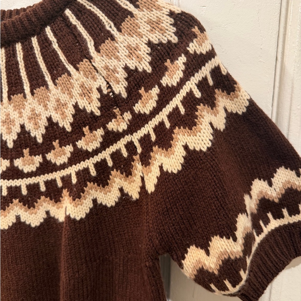 Brown and Cream Fair Isle Women's Sweater - Picture 2 of 5